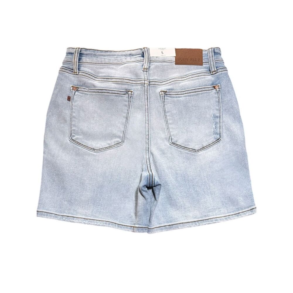 Judy Blue 2 Button High Rise Denim Shorts Light Wash Stretch Jean Shorts NWT - Picture 9 of 10